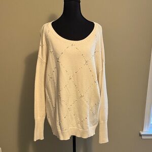 Elegant Cream Sweater with pearls & beads